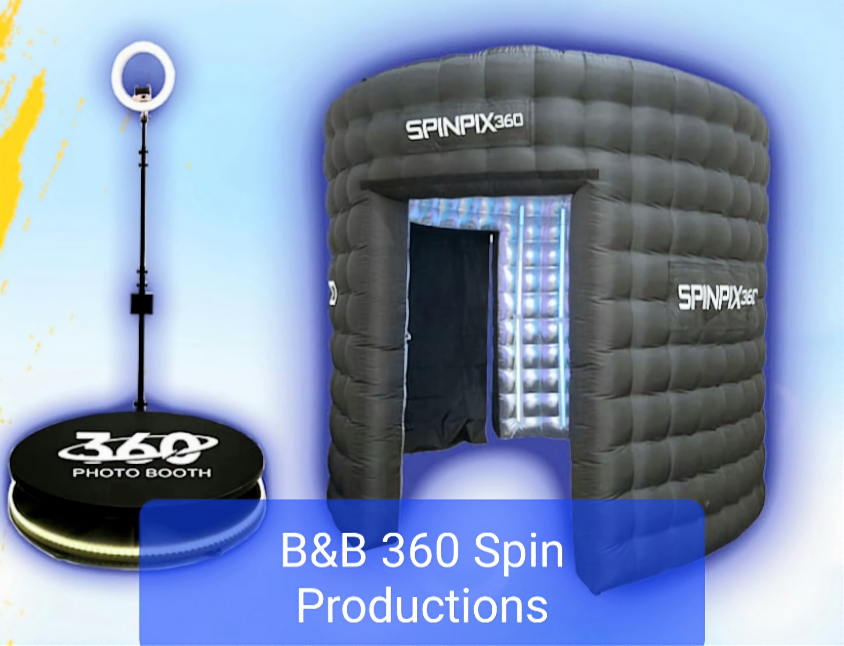 B&B 360 platform, ring light, and LED inflatable booth setup